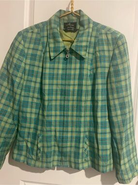 Alanni by Donnybrook Women’s 14 Plaid Zip-Front Jacket Linen&Rayon